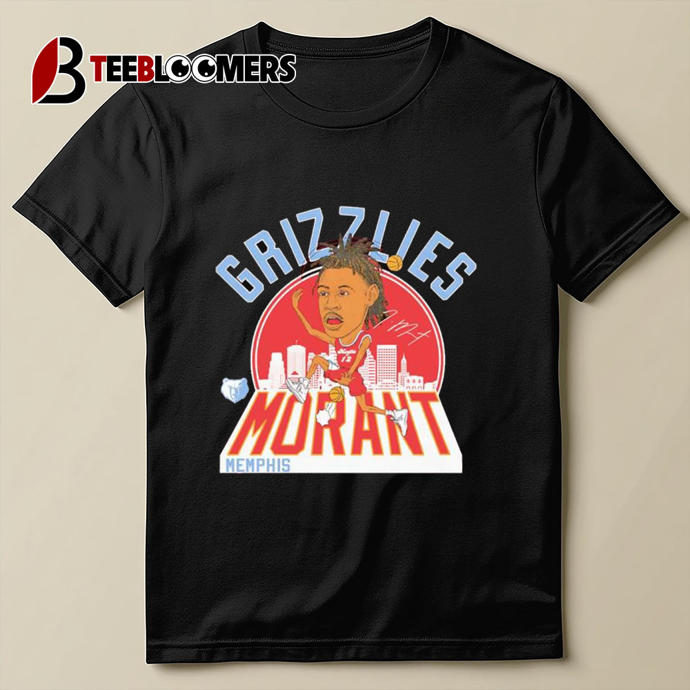 Memphis Grizzlies Ja Morant 2024 City Edition Caricature Signature T Shirt