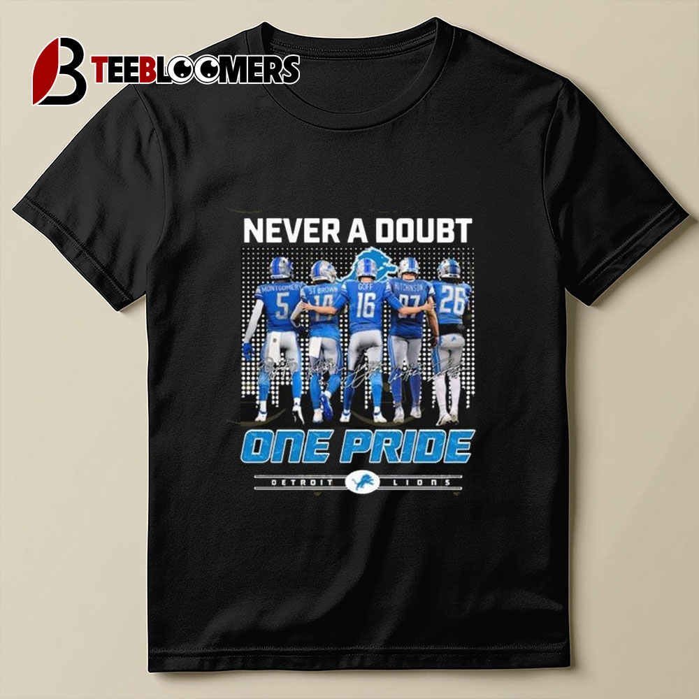 Never A Doubt One Pride Detroit Lions Signatures T Shirt