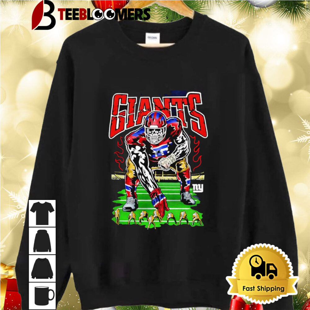 New York Giants Football Stance Player Skeleton Shirt 2