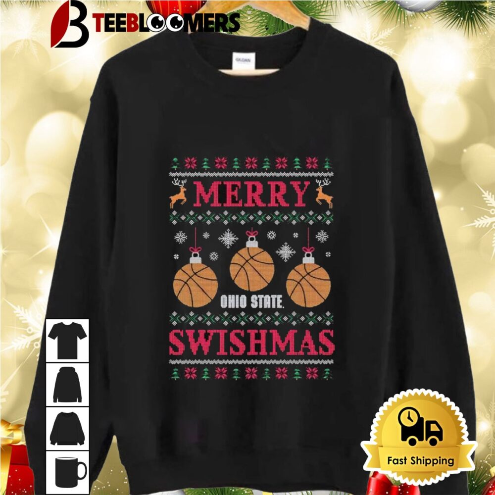 Ohio State Buckeyes Merry Swishmas Ugly Christmas Shirt 2