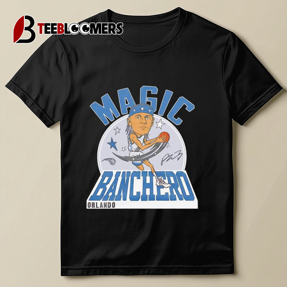 Orlando Magic Paolo Banchero 2024 City Edition Caricature Signature T Shirt