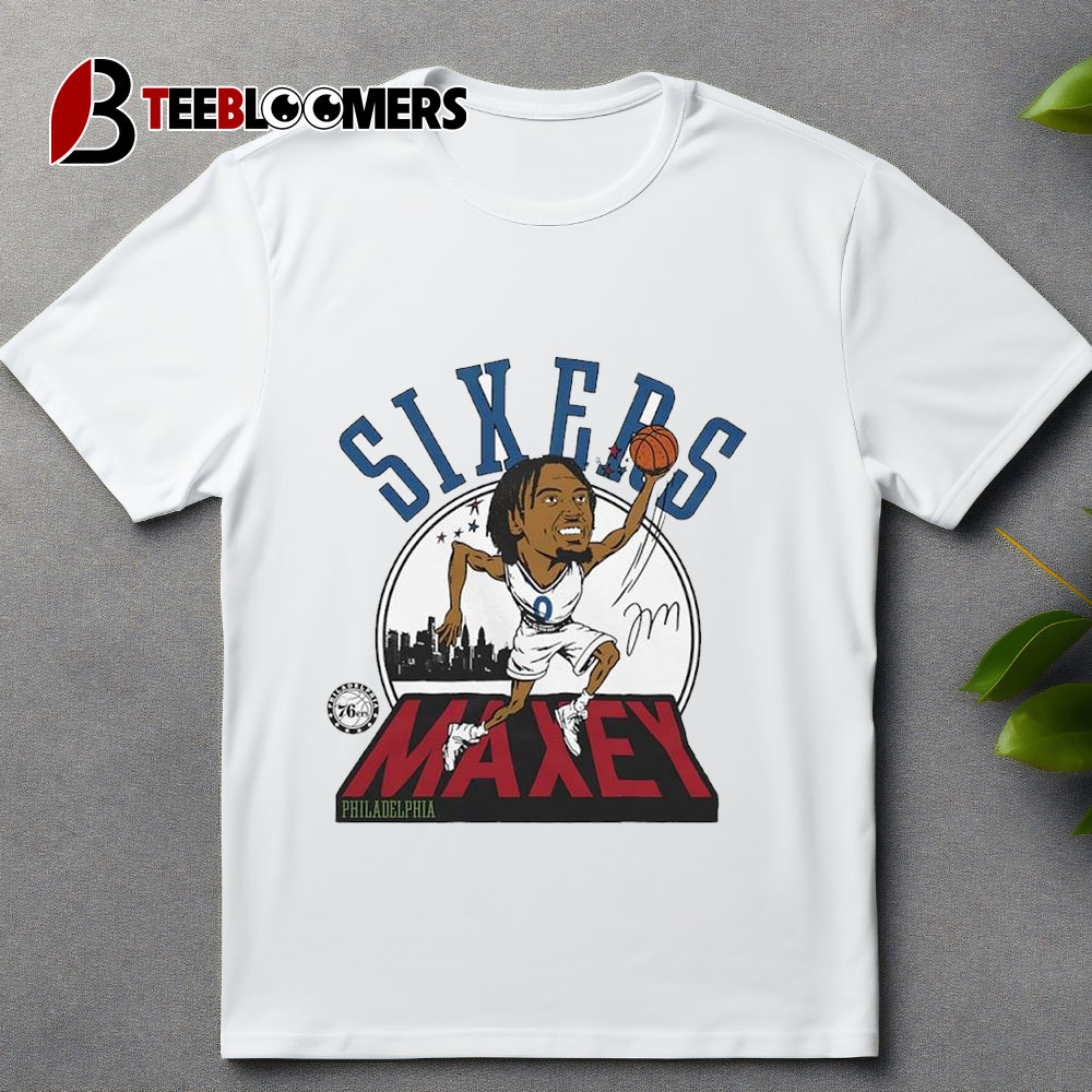 Philadelphia 76ers Tyrese Maxey 2024 City Edition Caricature Signature T Shirt