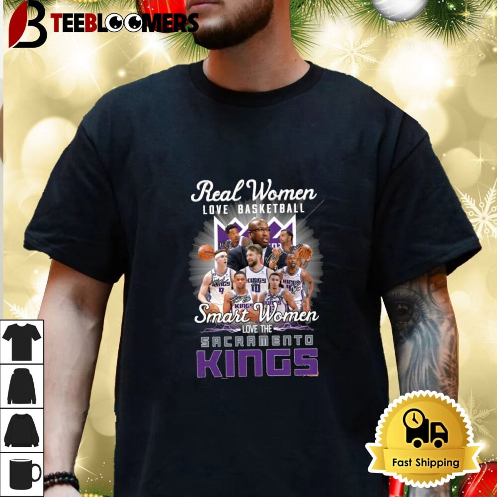 Real Women Love Basketball Smart Women Love The Sacramento Kings Shirt 3