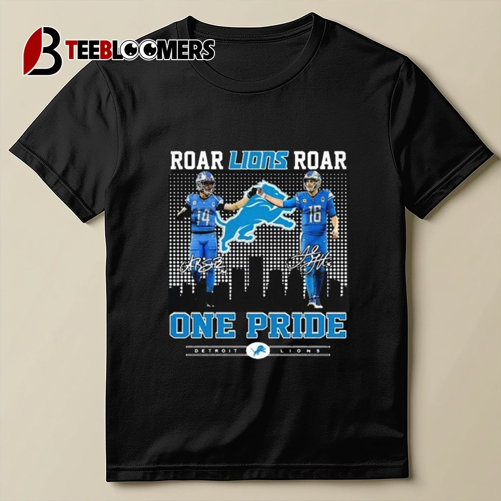 Roar Detroit Lions Roar One Pride Signatures T Shirt