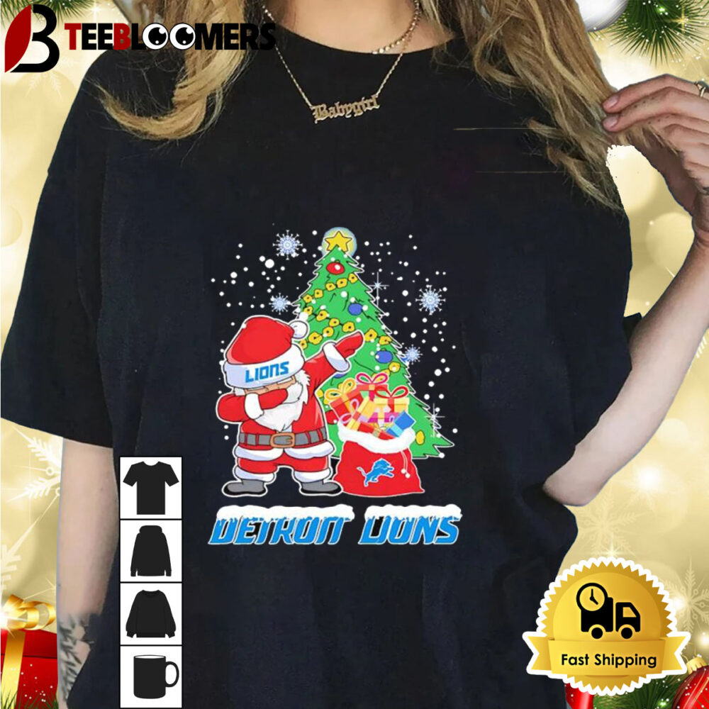 Santa Claus Dabbing Detroit Lions Christmas 2024 Shirt 1