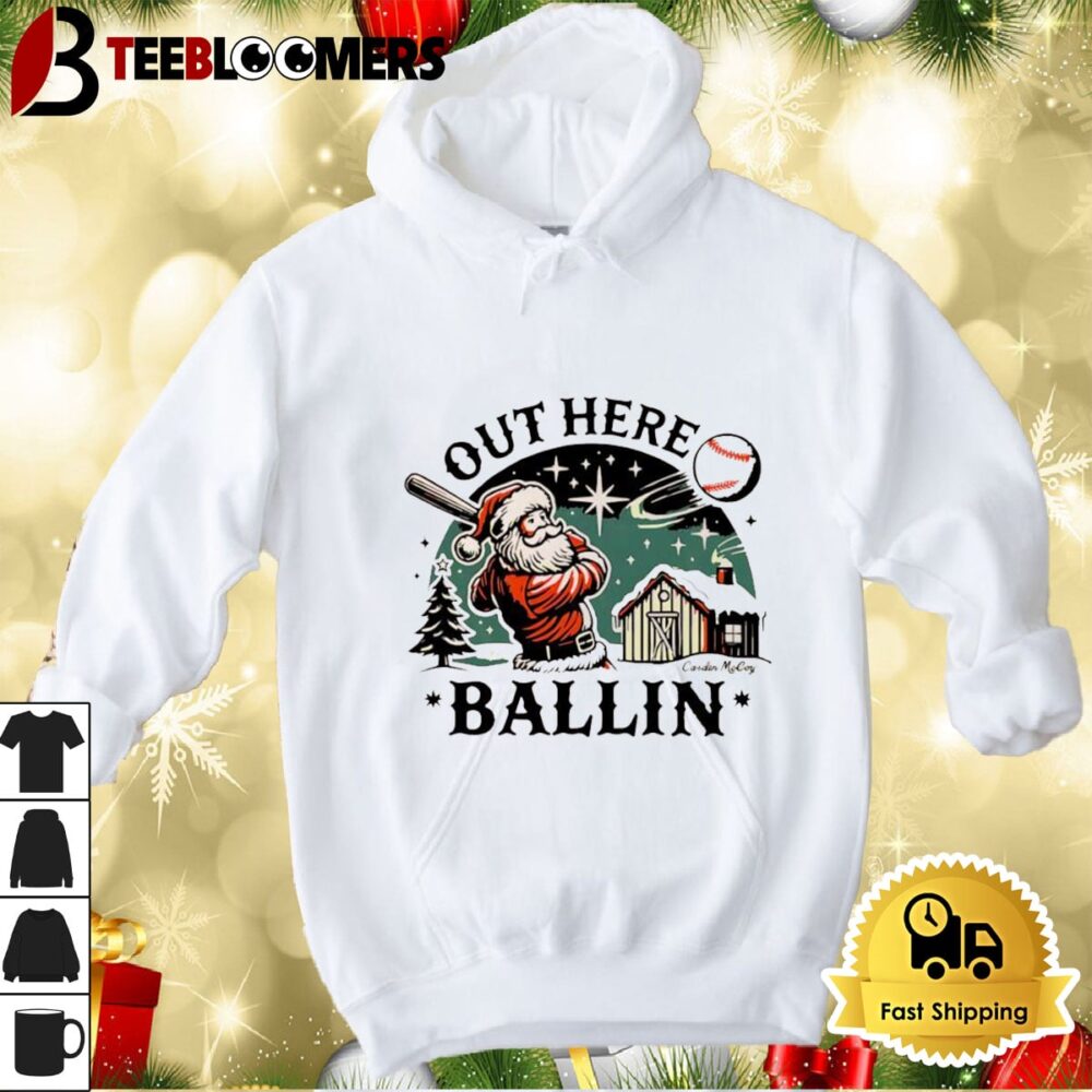 Santa Play Baseball Out Here Ballin Christmas Shirt 4