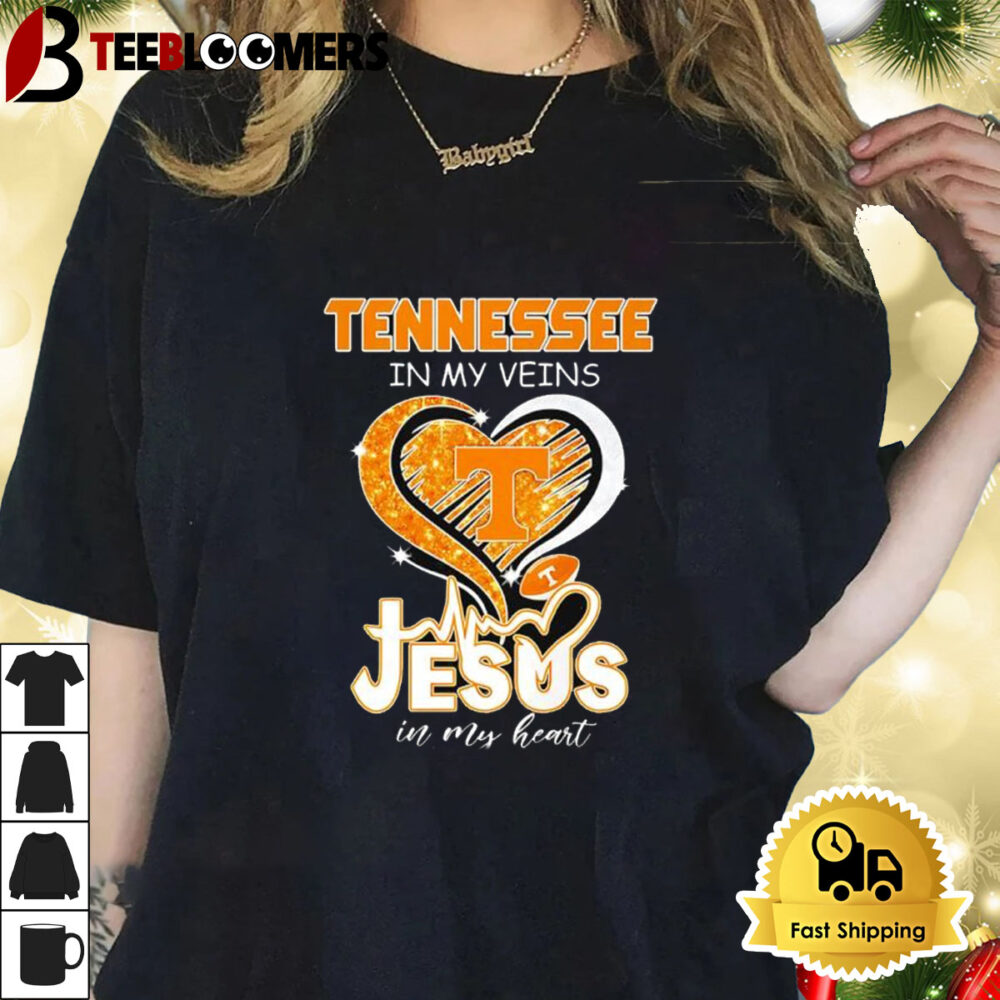 Tennessee Volunteers In My Veins Jesus In My Heart Shirt 1