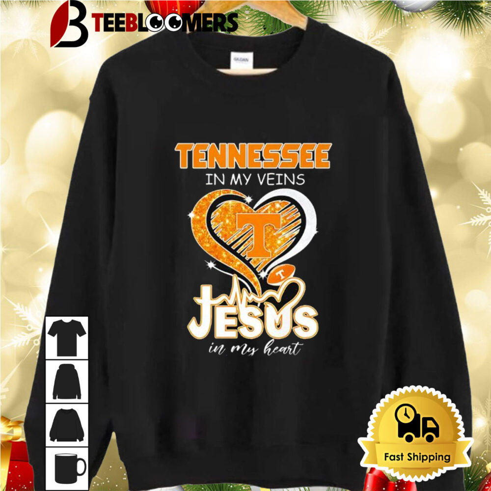 Tennessee Volunteers In My Veins Jesus In My Heart Shirt 2