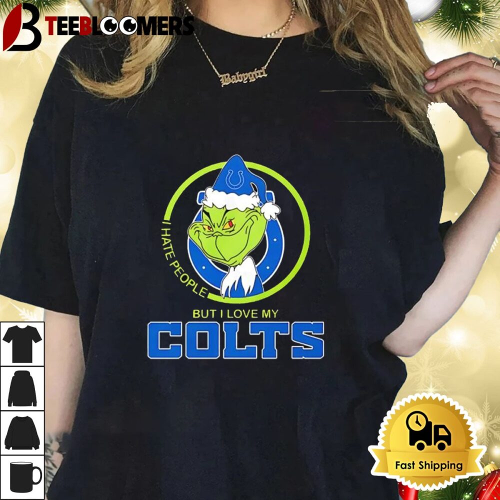 The Grinch I Hate People But I Love My Indianapolis Colts 2024 Shirt 1