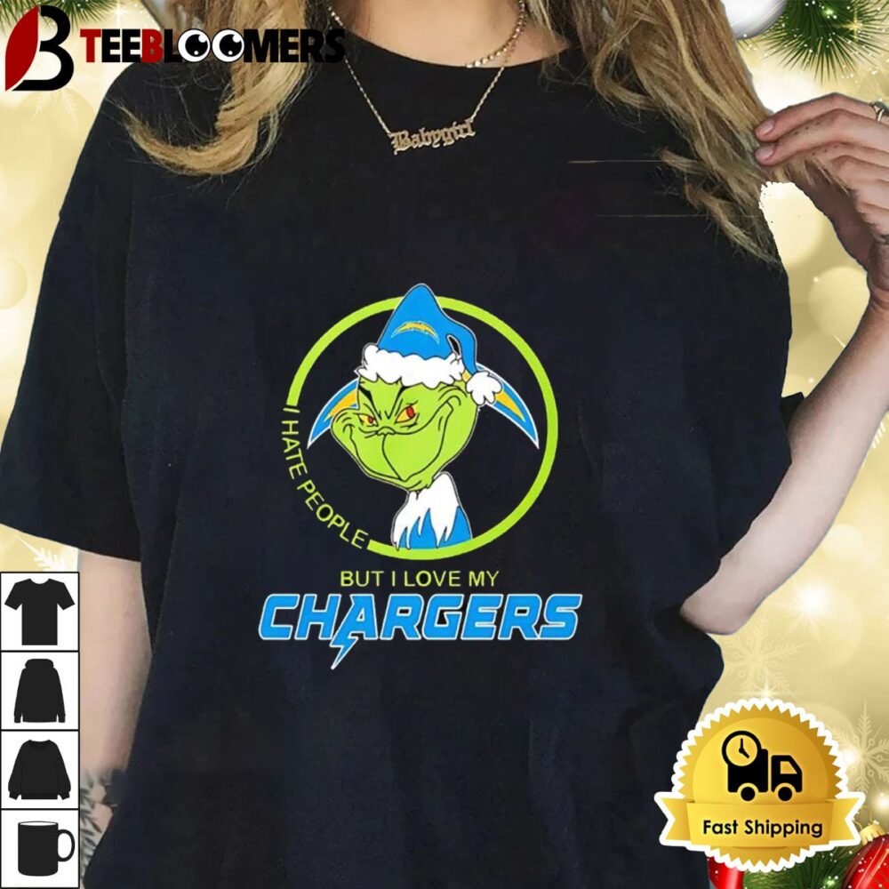 The Grinch I Hate People But I Love My Los Angeles Chargers 2024 Shirt 1