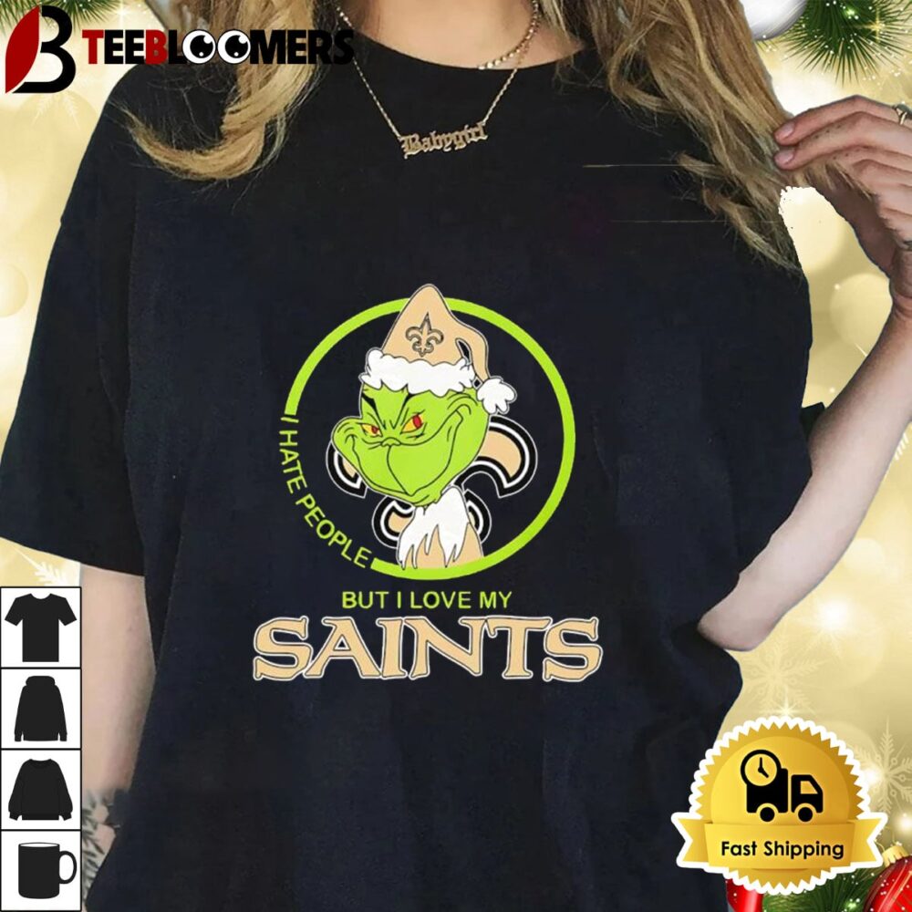 The Grinch I Hate People But I Love My New Orleans Saints 2024 Shirt 1