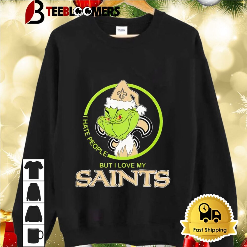 The Grinch I Hate People But I Love My New Orleans Saints 2024 Shirt 2