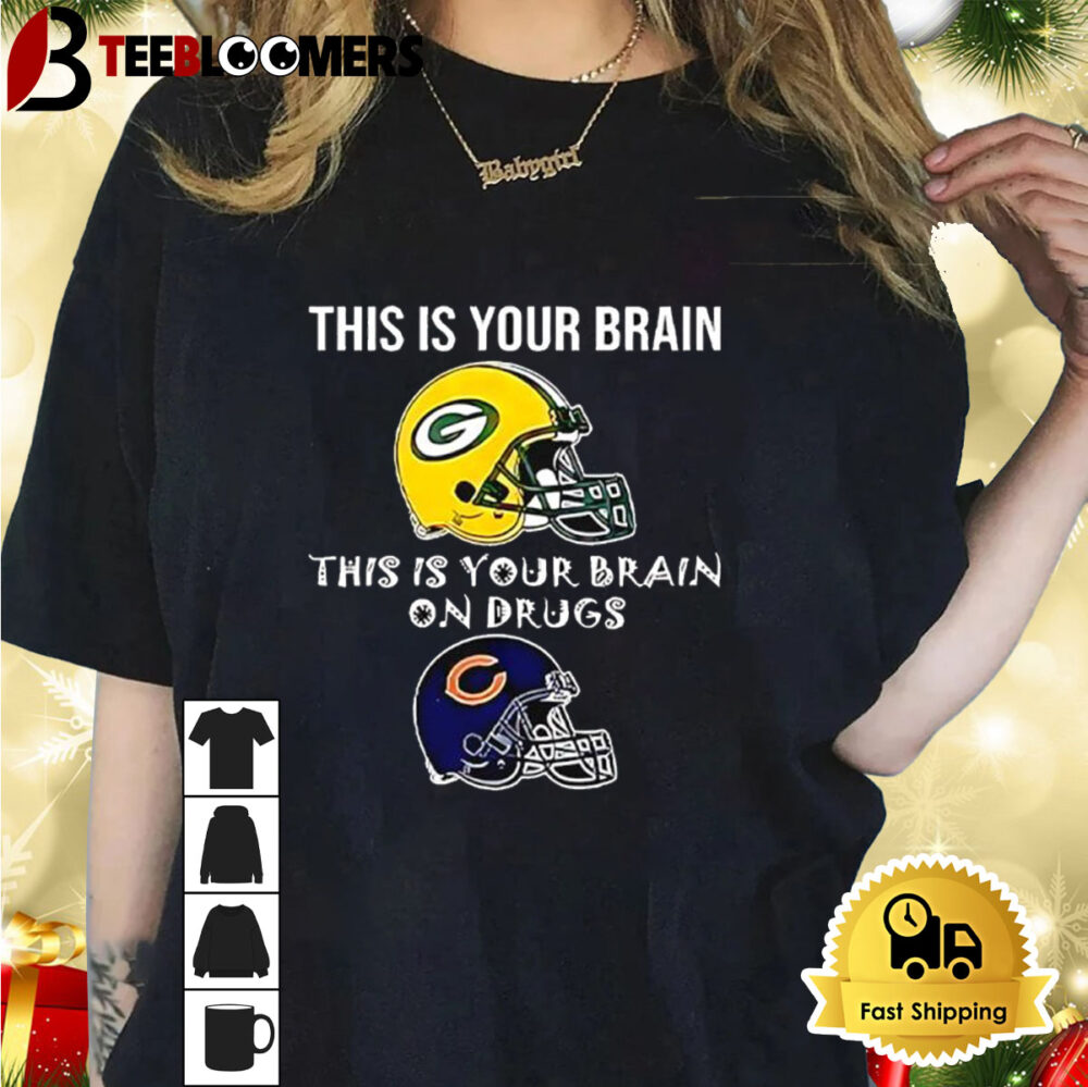 This Is Your Brain Packers This Is Your Brain On Drugs Bears Helmet Shirt 1