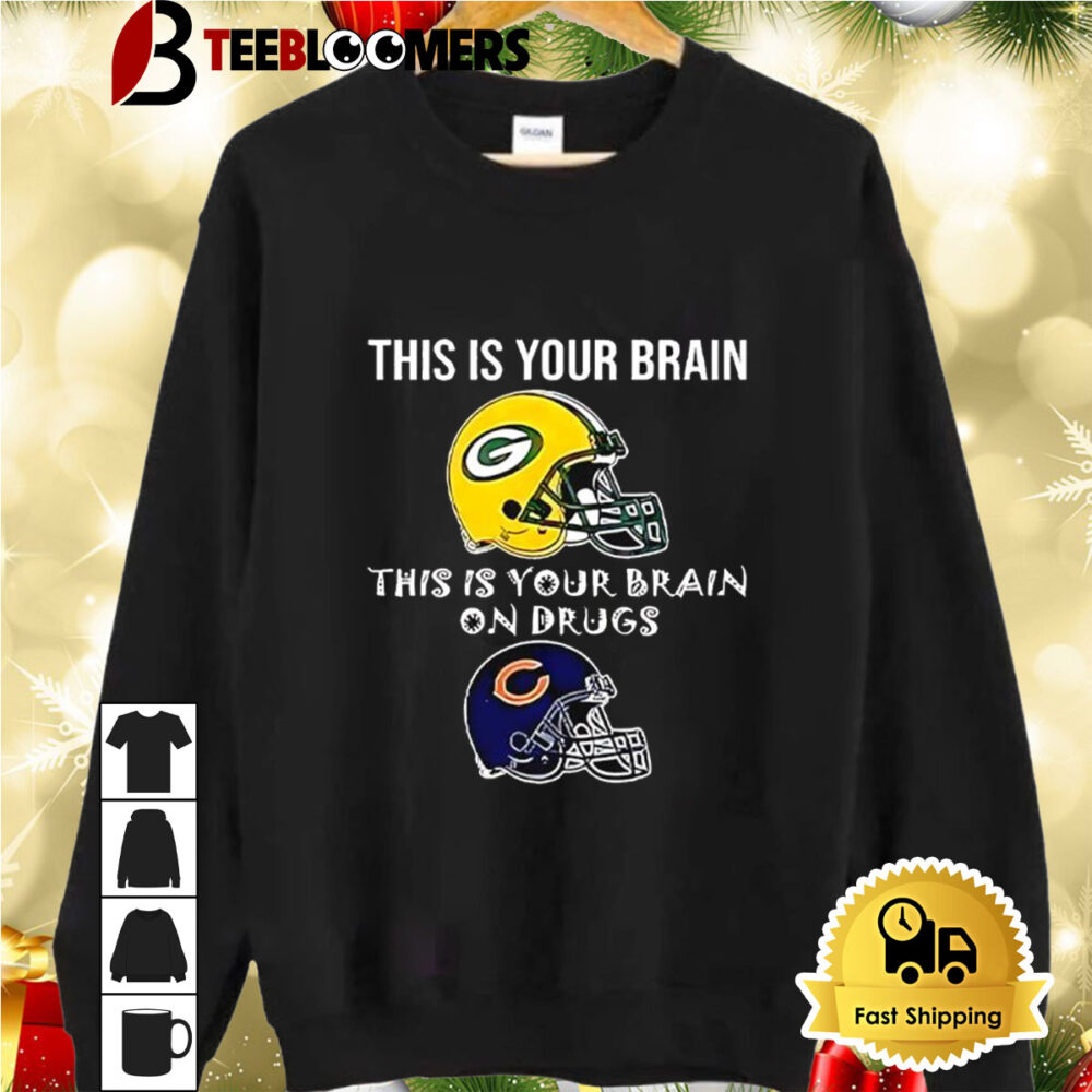 This Is Your Brain Packers This Is Your Brain On Drugs Bears Helmet Shirt 2 1