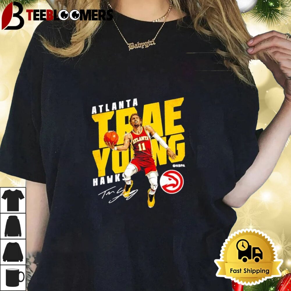 Trae Young Atlanta Hawks Slant Signature Shirt 1