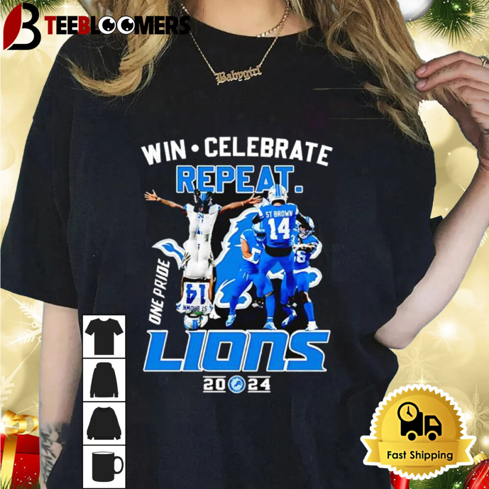 Win Celebrate Repeat Detroit Lions 2024 Shirt 1